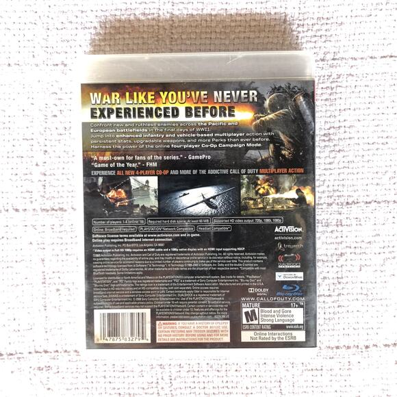 Call of Duty World at War PS3 PlayStation 3 Complete CIB Activision Mature 17+ - Picture 3 of 4